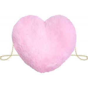 RFCBC-Sac à Bandoulière en Peluche, Sac Peluche en Forme de Coeur, Sac à Main en Peluche, Sac à Main en Peluche pour Femme, pour Dames Filles Saint Valentin, Fête d'anniversaire - Rouge - Neuf