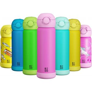 Gjfty-Isotherme 316 Gourde Enfant 500ml Rose | Bouteille Isotherme Antifuite Et Isolée Pour École | Gourde Sans Bpa Avec Paille Pour Enfants - Neuf