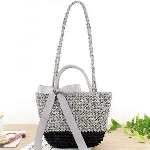 Sac à main minimaliste, artistique et vintage Mori, tissé à la mode, idéal pour les vacances à la plage en été, avec des ficelles en papier. - Neuf