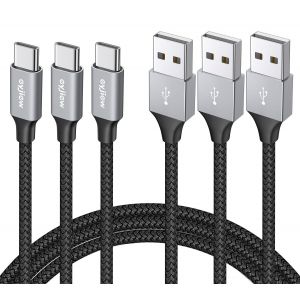 C&acirc;ble Usb C[1M, Lot De 3], Usb A Vers Usbc 3A Charge Rapide Nylon Tress&eacute; Type C Chargeur Compatible Avec Galaxy A53 A13 A20E S23 S22 S21 S20 Ultra Plus S10 S10E S9 Iphone 16 15 Plus Pro Max - Neuf