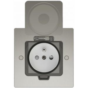 Prise de sol ELBE Inno, design &agrave; une fiche, profil mince, &eacute;paisseur de la plaque 2 mm, IP44 &eacute;tanche &agrave; l'eau et &agrave; la poussi&egrave;re, prise &agrave; charni&egrave;re, ouverture &agrave; 180&deg;, convient pour la France - Neuf