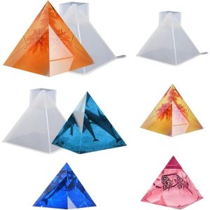 3 Pi&egrave;ces Moule Silicone En Forme De Pyramide 3d, Grands Moule Pyramide Resine Epoxy Moule &Agrave; Bougie Pyramide Ornement Bijoux Resin Molds Pour La Fabrication Bricolage (Diy Pyramide) - Neuf