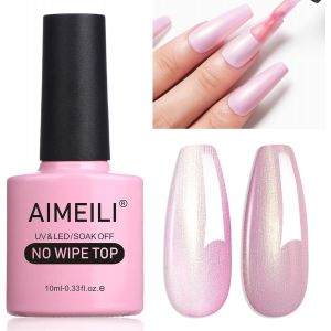 Kal-2 En 1 Brillant Perle Top Coat Vernis À Ongles Gel Semi Permanent Nacré Glitter Finish No Wipe Top Coat Longue Durée 10ml -08 - Neuf