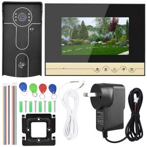 Sonnette video HD 7 pouces avec camera et interphone video, systeme de visiophone, carte d'identite RFID, prise AU - Neuf