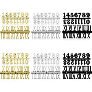 Teaaha Lot de 12 chiffres pour horloge murale, avec chiffres arabes et romains, lettres adhésives, numéros, horloges numériques, accessoires de rechange - Neuf