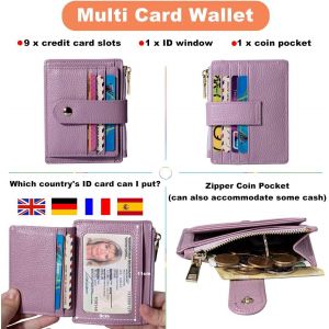 CAUC-Homme Femme Porte Carte de Credit Cuir RFID Blocage Portefeuille Cuir Petit, Porte Carte Slim avec Poche &agrave; Monnaie, Petit Porte Monnaie Cuir avec 9 Emplacements de Carte - Neuf