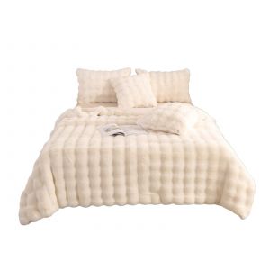 Plaid En Fausse Fourrure 130 X 160 Cm, Blanc Double Face - Neuf