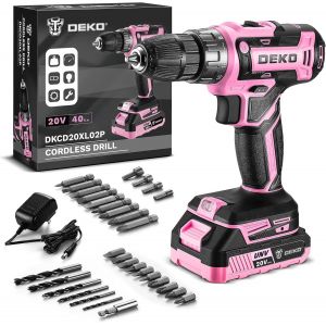 JEXNOVASHOP-Perceuse &eacute;lectrique sans fil : Perceuse sans fil rose 20 V pour femmes perceuses avec batterie et chargeur, kit de perceuse-visseuse 20 V - Neuf