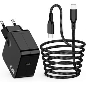 acdsgd-67W USB-C GaN Rapide Chargeur Ordinateur Portable pour Macbook Pro/Air 13 Pouces M1 M2 M3 M4 65W Type-C Chargeur pour ASUS Lenovo HP Samsung Huawei PC Tablette Smartphone Laptop, C&acirc;ble tress&eacute;, Noir - Neuf