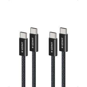 KALANKA-Zolo C&acirc;ble USB-C vers USB-C, 240W C&acirc;ble usb c Charge Rapide, 2 pack, Tress&eacute; et R&eacute;sistant &agrave; la Poussi&egrave;re, Connecteur Fin, pour iPhone 16/15 ProMax Plus, MacBook/iPad/Galaxy S24 (1m+1m, Noir) - Neuf