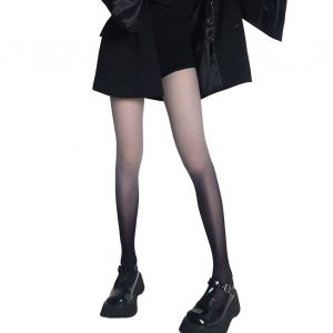 Collants Pour Femmes Dégradé De Couleur Contrastée Haute Élasticité Maigre Mince Doux Respirant Couleur Bonbon Anti-Dérapant Cosplay Performance Collants Chaussettes Longues-Gris - Neuf
