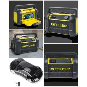 Radio de Chantier Bluetooth Etanche IP64 - NFC - FM - 20W - Bluetooth &iquest; Antichocs + Souris sans fil - Neuf