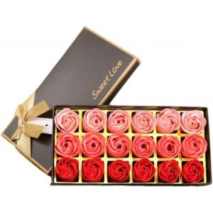 Txyk 18pcs Savon Rose Fleur-Savon Parfumé À La Fleur Fleur Rose-Savon À L'huile Essentielle De Plante,Cadeau Pour Anniversaire/Anniversaire/Mariage/Boîte De Saint Valentin (Rouge) - Neuf