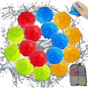 16pcs ballons d'eau r&eacute;utilisables,ballon d'&eacute;claboussures de bombe d'eau en silicone &agrave; remplissage rapide pour les enfants,jouet de combat d'eau en plein air d'&eacute;t&eacute; - Neuf