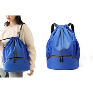 Sac &agrave; dos de sport &agrave; cordon avec compartiment s&eacute;par&eacute; pour v&ecirc;tements secs et humides et compartiment &agrave; chaussures - Neuf