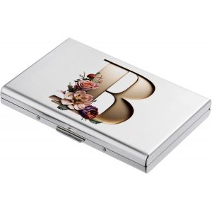 KALANKA-® Porte Cartes de Crédit, Portefeuille Fin en Métal avec Blocage RFID, Design Tendance et Motifs Artistiques, pour Homme et Femme. (6 Cartes/Argent/B) - Neuf