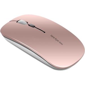 DDA-Q5 Souris sans Fil Rechargeable, Ultra-Mince Optique Mouse Silencieux 1600 DPI Réglable Wireless Mouse pour Ordinateur, PC, Portable, MacBook (Or Rose) - Neuf