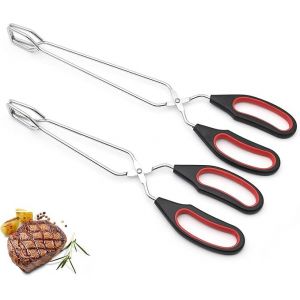 Pinces À Barbecue 2 X 23,5 Cm Et 28 Cm, Pinces Ciseaux En Acier Inoxydable, Pinces À Pâtisserie, Pinces Alimentaires, Pain, Buffet, Nourriture, Pinces De Cuisine Avec Poignée Confortable - Neuf