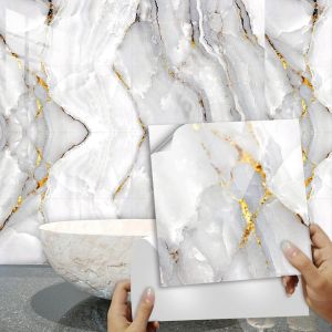 Crédence Adhésive pour la Cuisine 30X30 Golden Cuisine en Marbre Stickers Stickers muraux Carrelage Cuisine Adhésif Stickers muraux salle de Bain Dalle Pvc Adhésive Murale ¿10¿ - Neuf