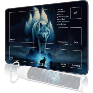 Mtg Tapis De Jeu 24"" X 14"" Mtg Tcg Avec Bords Cousus Impression Hd Tapis De Jeu Antidérapant Pour Jeux De Cartes Avec Sac De Rangement Tapis De Jeu De Combat Loup - Neuf