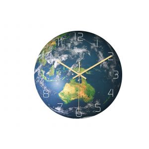 Horloge murale lumineuse plan&egrave;te Terre 30 cm en acrylique, d&eacute;coration int&eacute;rieure - Neuf