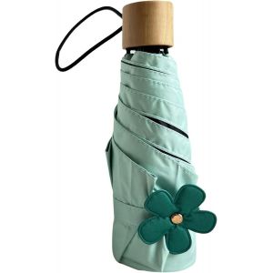 ERSHI-Parapluie de voyage compact Poignée en bois avec protection UV Revêtement noir Sac à main pliable en 5 tailles[1927] - Neuf