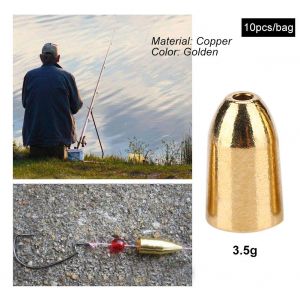 Lot De 10 Plombs De Peche Durables En Cuivre Dore (3,5 G) - Neuf