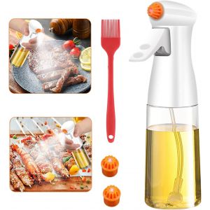 Eryi-Pluvérisateur D'huile D'olive 7 Oz / 200ml, Amélioré Avec Buse, Réutilisable Vaporisateur Huile, Spray Huile Et Vinaigre Avec Brosse De Nettoyage, Pour Cuisine/Bbq/Cuisine/Salades/Pâtes-Blanc - Neuf
