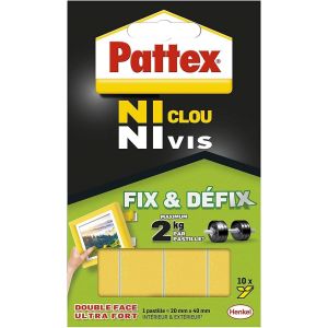 Lbgwp60-Ni Clou Ni Vis - Fix & Défix (10 Pastilles De 20 X 40 Mm) ¿ Adhésif De Fixation Surpuissant Facilement Démontable ¿ Adhésif Double Face Pour Toutes Surfaces Et Objets - Neuf