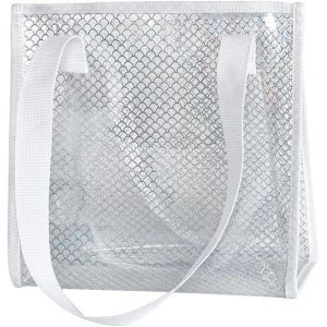 nzqaf-Sac de plage holographique, 26 x 25 x 10 cm, en PVC, étanche, avec motif écailles de poisson, transparent pour voyage - Neuf