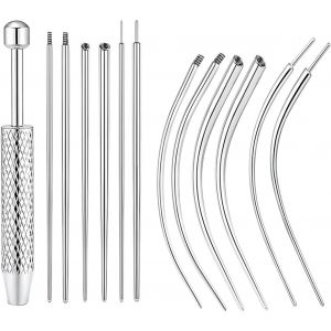 Mevronisshop-Kit De Piercing 13 Pi&egrave;ces, Pince Courte De Pr&eacute;hension, 6 Aiguilles Droites, 6 Aiguilles Courb&eacute;es, Outil De Piercing, Pour Oreille, Nez, L&egrave;vre, Corps - Neuf