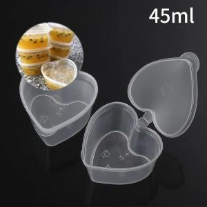 Pot De Sauce En Plastique Jetable Avec Couvercle,Boîte Transparente Pour Ketchup,Boîte De Rangement De Cuisine,Boîte De Partage De Dégustation Des Aliments.45Ml Love.100Pcs - Neuf