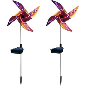 Mevronisshop-2 Pi&egrave;ces Arc-En-Ciel Lampes Solaires Au Sol Moulin &Agrave; Vent De D&eacute;coration Jardin Exterieur Ornements De Jardin En Plein Air Pour Lawway Patio Yard Pathway Marche/Arr&ecirc;t Automatique Sp-025 - Neuf