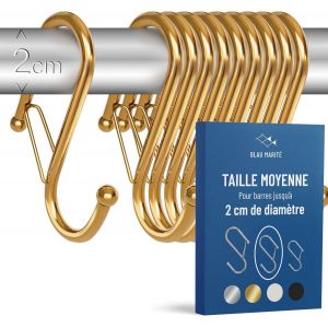 Eryi-10 Crochets En Forme De S Avec Système Anti-Chute. Longueur: 8,3cm. Pour Barres Jusqu'à 2cm De Diamètre. Aide À L'organisation De La Maison. (Or, Moyen (Barres<2cm)) - Neuf