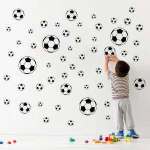 Eryi-Lot De 52 Autocollants Muraux En Forme De Ballons De Football, Faciles À Décoller Et À Coller - Décoration Murale Pour Chambre D'enfant, Garçon, Adolescent, Fille, Chambre À Coucher, Salle De Je - Neuf