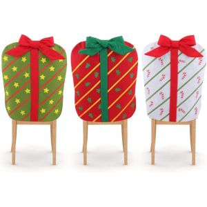 Housse de chaise de Noël avec 3 housses de Noël Housse de chaise de Noël Décoration de Noël Housse de chaise de salle à manger de Noël 60 x 48 cm - Neuf