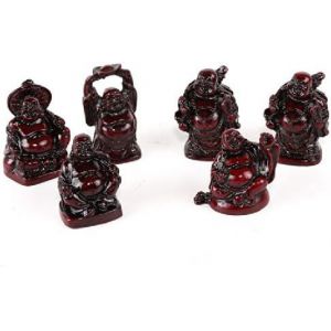 Sjzg-- Coffret 6 Bouddhas Rieurs Maitreya - Statuettes Petit Bouddha - Santé, Fortune, Sagesse, Chance, Réussite, Amour - Décoration Feng Shui Porte Bonheur Intérieur - Idée Cadeau Déco Zen Asie - Neuf
