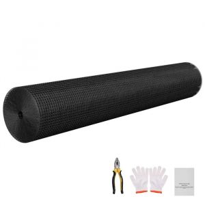 Grillage M&eacute;tallique Noir Avec Maille De 1,27 Cm-Duoku-En Fil De Fer Galvanis&eacute;-Avec Rev&ecirc;tement En Vinyle Pvc-152 Cm X 30,5 M - Neuf