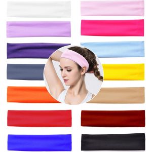 14 Pcs Bandeaux De Coton De Yoga, Bandeau De Sport Elastique, Bandeau Cheveux Femmes Et Filles Pour Yoga/Pilates/Fitness-14 Couleurs - Neuf