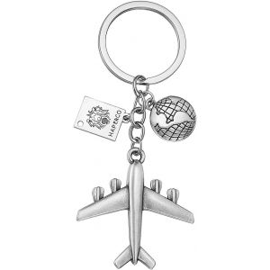 KALANKA-Porte-Cl&eacute;s Voyage Bagages D&eacute;cor &iquest; Porte-Cl&eacute; Explorer avec globe et avion. Pour voyageurs. - Neuf