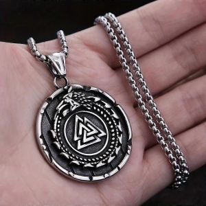 Mode Rétro Viking Pendentif Hommes Tête Collier Protecteur Cadeau Scandinave Bijoux - Neuf
