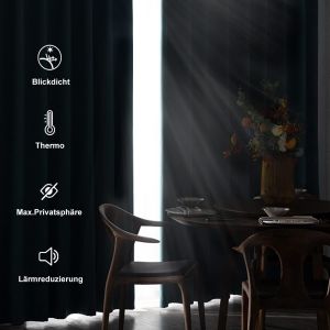 CAUC-2 Pi&egrave;ces Rideau Thermique Isolant Anti Froid &agrave; Oeillets, Rideaux Occultants Opaques de Couleur Fonc&eacute;e avec Embrasses, 106x160 CM (Largeur x Hauteur), Gris Fonc&eacute; - Neuf