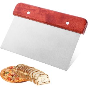 Mevronisshop-Grande Carte &Agrave; P&acirc;te En Acier Inoxydable De 16 Cm - Grattoir &Agrave; P&acirc;te En Acier Inoxydable Avec Poign&eacute;e En Bois - Coupe-P&acirc;te - Spatule &Agrave; P&acirc;tisserie - Couteau De Cuisine Pour Couper La P&acirc;te, - Neuf