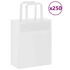 Sacs en papier 250 pcs avec poignées marron 18x8x22 cm - Neuf