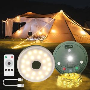 Kal-Guirlande Lumineuse De Camping, 9 Modes D'éclairage, Dure Jusqu'à 30 Heures, Polyvalente Guirlande Lumineuse Extérieure Portable Rechargeable Pour Camping, Cour, Randonnée, Noël (10m) - Neuf