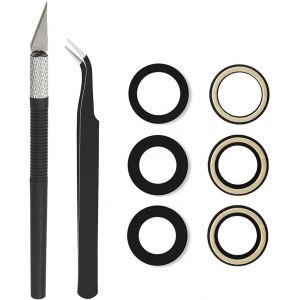 Kal-Lentille De Rechange Arrière En Verre Saphir Compatible Avec Iphone 12 Pro 6,1"" Avec Adhésif Préinstallé, Pince À Épiler Antistatique, Kit D'outils De Réparation De Couteau De Précision - Neuf