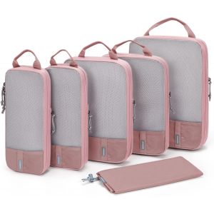 6 Pi&egrave;ces Organisateur Val ,Sac Compression Voyage,Packing Cubes R&eacute;utilisable, Rangement Val Accessoire,Avec Sac &Agrave; Linge Pratique Pour Sac &Agrave; Dos,Val ,Organ Ur,Rose Fonc&eacute; - Neuf