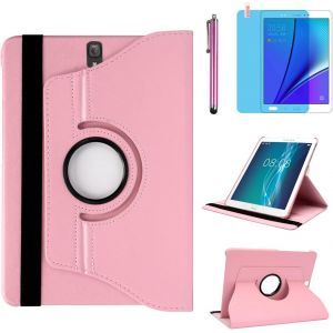 LORANKA-&Eacute;tui Housse Coque pour Samsung Galaxy Tab S3 9.7 Pouces 2017 (SM-T820 SM-T825 SM-T827) - 360 degr&eacute;s Rotation Full Protection Kickstand Case Cover,avec Un Stylo,&Eacute;cran Film (Pink) - Neuf