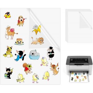25 Feuilles Papier Autocollant Imprimante A4 Feuille Autocollante Imprimable de Vinyle Transparent pour l'impression d'&eacute;tiquettes autocollantes pour jet d'encre et laser 210 x 297 mm - Neuf