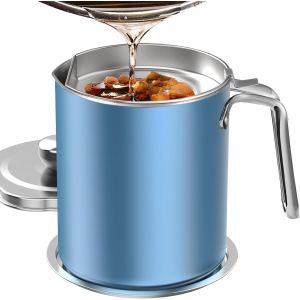 Oil Pot De Graisse Pour Bidon De Stockage En Acier Inoxydable Avec Bidon De 2 Litres En Couvercle Anti-Poussière Pour Tamis À Mailles Fines Plaque Antidérapante Stockage D'huile De Friture - Neuf